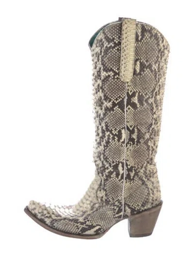 Pre-owned Corral Boots Water Snake Animal Print Western Boots In Neutrals