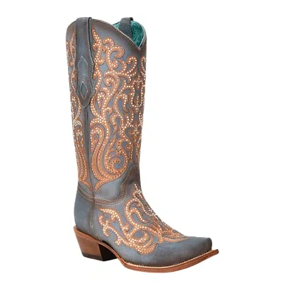 Pre-owned Corral Boots Women's Blue With Gem Stones Boot By Corral C4124