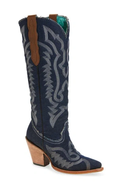 Corral Embroidered Denim Western Boot In Blue