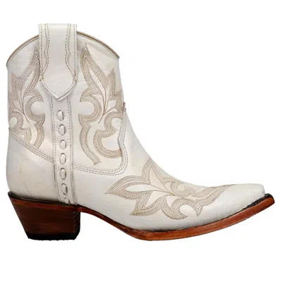 Corral Embroidery & Zipper Ankle Boots Pearl L5916 Women's In Neutral