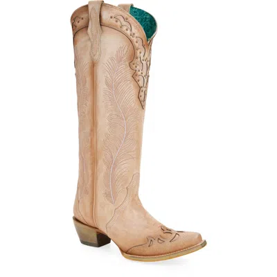 Corral Feather Embroidered Western Boot In Nude