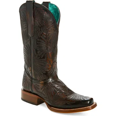 Corral Floral Petal Embroidered Cowboy Boot In Black