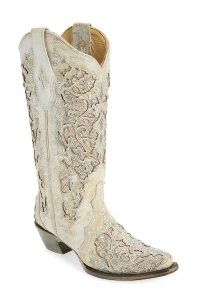 Corral Glitter Mid Calf Western Boot In White