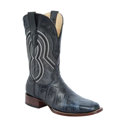 Pre-owned Corral Men's Black And Grey Alligator Square Toe Boot A3084 In Gray
