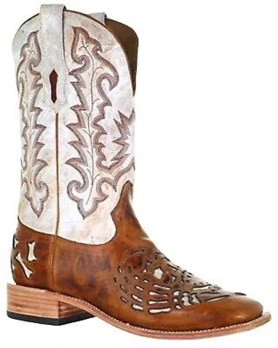 Pre-owned Corral Men's Bone Inlay Western Boot - Broad Square Toe - A4108 In Brown