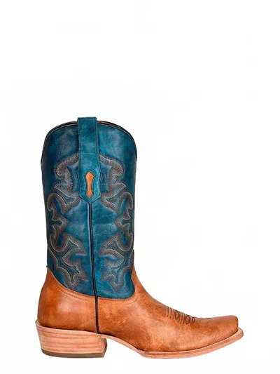 Corral Men's Embroidery Narrow Square Toe Cowboy Boot In Navy Blue & Sand