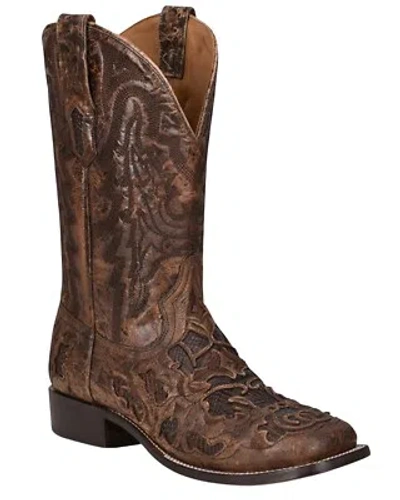 Pre-owned Corral Men's Exotic Alligator Inlay Western Boot - Broad Square Toe - A4173 In Brown