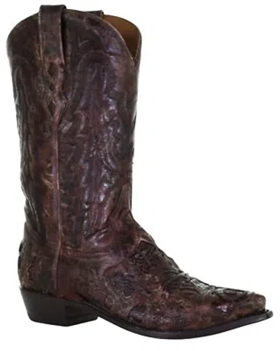 Pre-owned Corral Men's Exotic Alligator Inlay Western Boot - Snip Toe - A4115 In Brown