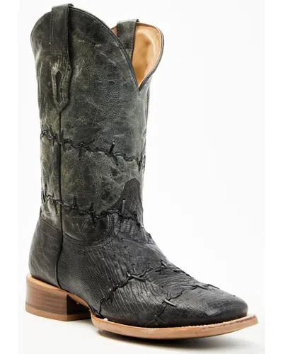 Pre-owned Corral Men's Exotic Ostrich Barbed Wire Western Boot - Broad Square Toe - A4554 In Black