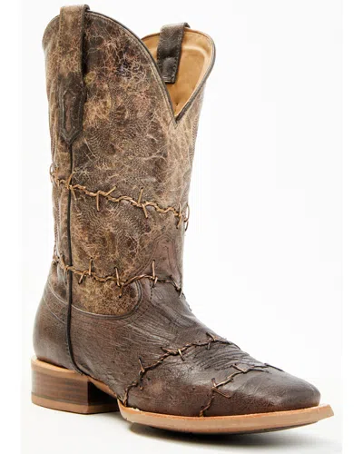 Pre-owned Corral Men's Exotic Ostrich Barbed Wire Western Boot - Broad Square Toe - A4556 In Brown