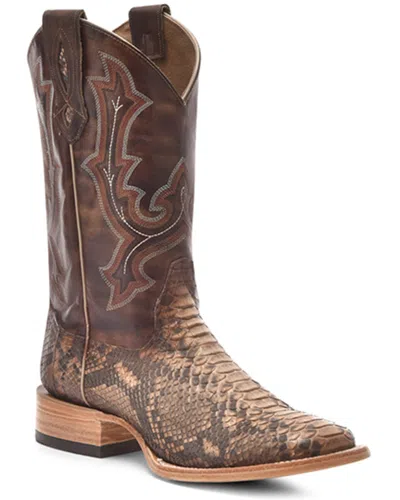 Pre-owned Corral Men's Exotic Python Western Boot - Broad Square Toe - B5000 In Brown