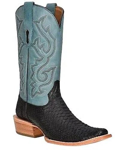 Pre-owned Corral Men's Exotic Python Western Boot - Square Toe - A4288 In Black/blue