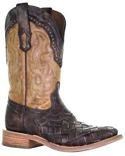 Pre-owned Corral Men's Honey Embroidered Western Boot - Broad Square Toe - A4117 In Brown