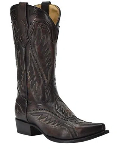 Pre-owned Corral Men's Inlay Western Boot - Snip Toe - C4150 In Brown