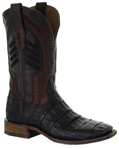 Pre-owned Corral Men's Oil Caiman Embroidery Western Boot - Broad Square Toe - A3878 In Brown