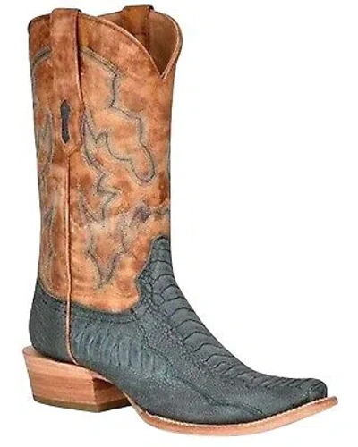 Pre-owned Corral Men's Ostrich Leg Embroidered Western Boot - Square Toe - A4294 In Blue