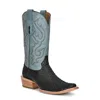 Corral Men's Python Embroidery Square Toe Boots In Black Blue In Multi