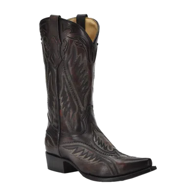 Pre-owned Corral Men's Woven & Inlay Dark Brown Western Boots C4150
