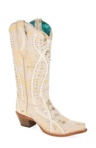 Corral Metallic Embroidered Western Boot In Neutral