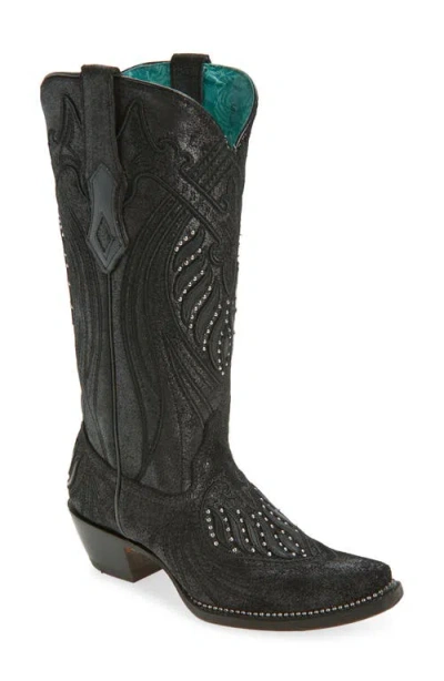 Corral Overlay Mid Calf Western Boot In Black