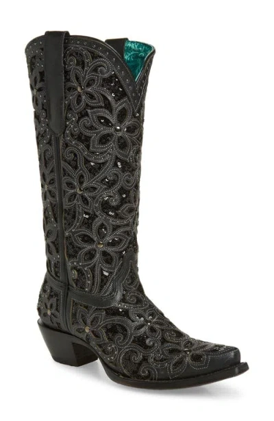 Corral Sequin Mid Calf Western Boot In Black