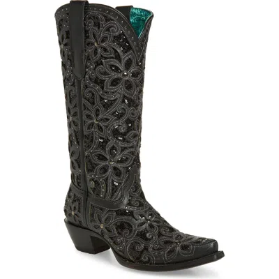 Corral Sequin Mid Calf Western Boot In Black