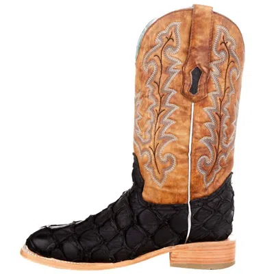 Corral Women's Arapaima Fish Square Toe Boots In Black/sand Pirarucu In Multi