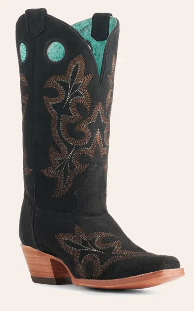 Corral Women's Black Suede With Embroidery Square Toe Cowboy Boots