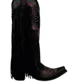 Corral Women's Crystals Lamb Fringe Boot In Black Multicolor In Multi