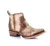 Corral Women's Embroidered & Stud Round Toe Short Boot In Beige