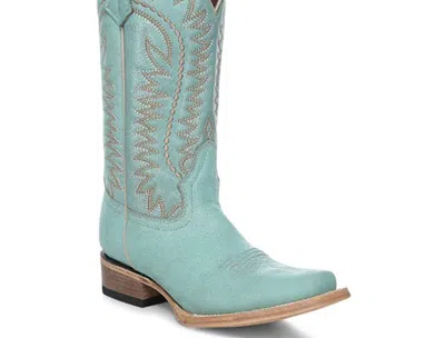 Corral Women's Embroidered Cutter Toe Boot In Turquoise In Blue