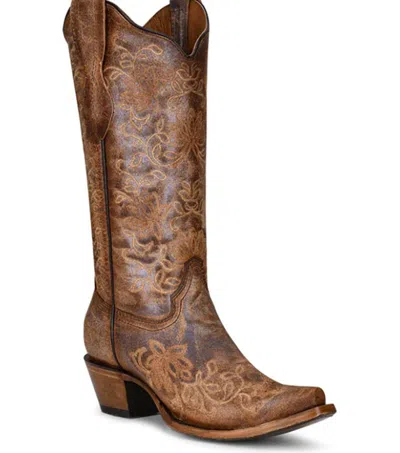 Corral Women's Embroidered Snip-toe Western Boot In Distressed Brown In Multi