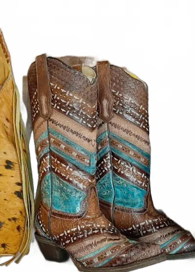 Corral Women's Embroidery And Stud Boots In Brown/turquoise/embroidery In Multi