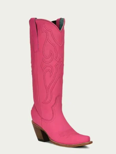 Corral Women's Embroidery Snip Toe Western Boots In  Barbie Pink