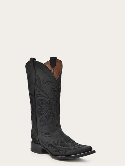 Corral Women's Embroidery Square Toe Cowboy Boot In Black