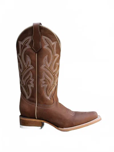 Corral Women's Embroidery Wide Circle G Cowboy Boot In Chocolate In Multi