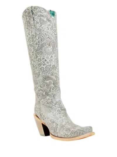 Corral Women's Floral Embroidery Tall Boots In Silver
