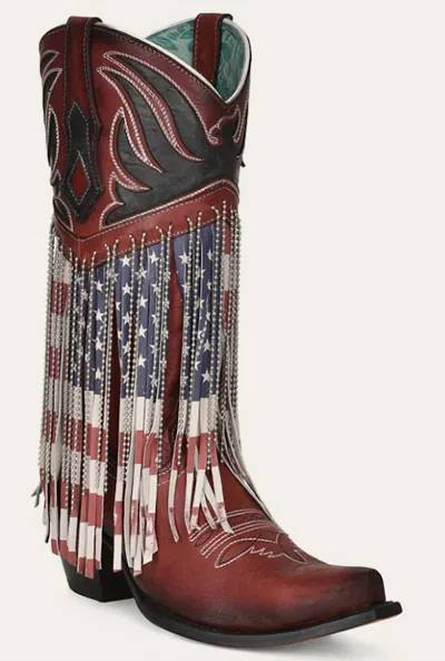 Corral Women's Fringe Flag Boot In Red/blue/white/brown In Multi