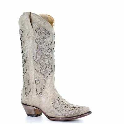 Corral Women's Glitter Inlay Boots In White In Multi
