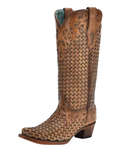 Corral Women's Glitter Woven Boots In Sand In Beige