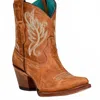 Corral Women's Golden Embroidery Ankle Boot In Tan In Multi