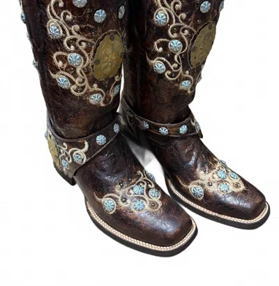 Corral Women's Harness Cowgirl Boots In Brown Concho