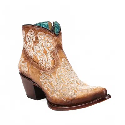 Corral Women's Luminescent Straw Blue J-toe Ankle Boots In Brown