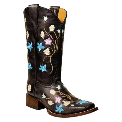 Corral Women's Multi-color Embroidery Cowgirl Boot In Black Flower