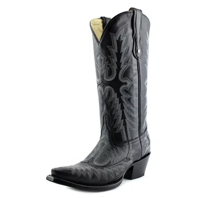 Corral Women's Picasso Full Stitch Snip Toe Cowgirl Boots In Black And Silver Smoke