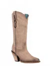 Corral Women's Pointed Toe Leather Pull-on Boots In Sand In Multi