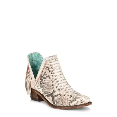 Corral Women's Python Fringe Bootie In Natural/white. In Multi