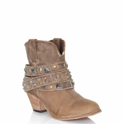 Corral Women's Studded Strap Ankle Boots In Antique Saddle In Brown