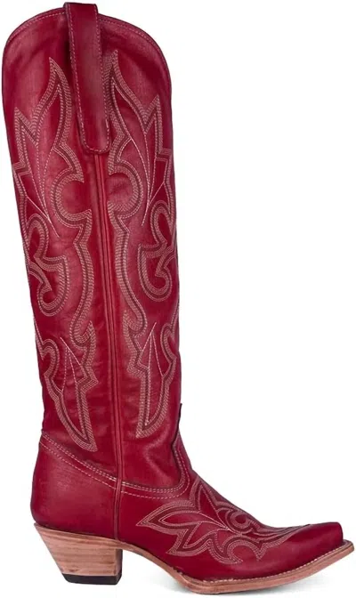 Corral Women's Tall Embroidery Snip Toe Western Boot In Red