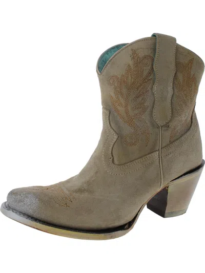 Corral Womens Suede Pointed Toe Cowboy, Western Boots In Beige